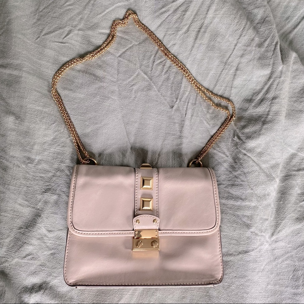 Cream leather Saks 5th Avenue small handbag